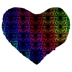 Rainbow Grid Form Abstract Large 19  Premium Heart Shape Cushions by Simbadda