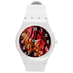 Fractal Mathematics Abstract Round Plastic Sport Watch (m) by Simbadda