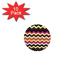 Colorful Chevron Pattern Stripes Pattern 1  Mini Buttons (10 Pack)  by Simbadda