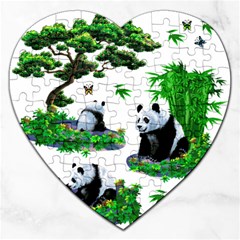 Cute Panda Cartoon Jigsaw Puzzle (heart) by Simbadda