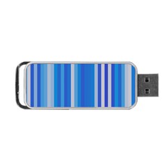 Color Stripes Blue White Pattern Portable Usb Flash (two Sides) by Simbadda