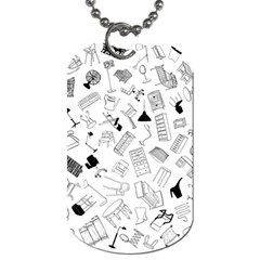 Furniture Black Decor Pattern Dog Tag (two Sides) by Simbadda