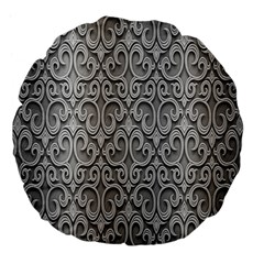 Patterns Wavy Background Texture Metal Silver Large 18  Premium Flano Round Cushions by Simbadda