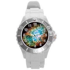 Crab Nebula Round Plastic Sport Watch (l) by SpaceShop