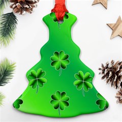 Shamrock Green Pattern Design Christmas Tree Ornament (two Sides) by Simbadda