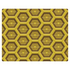 Golden 3d Hexagon Background Double Sided Flano Blanket (medium)  by Amaryn4rt