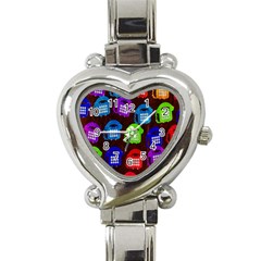 Grunge Telephone Background Pattern Heart Italian Charm Watch by Amaryn4rt