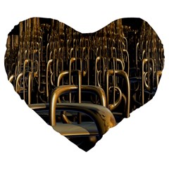 Fractal Image Of Copper Pipes Large 19  Premium Heart Shape Cushions by Amaryn4rt