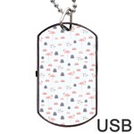 Cute Flamingos And  Leaves Pattern Dog Tag USB Flash (One Side) Front