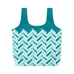 Zigzag pattern in blue tones Full Print Recycle Bags (M)  Front