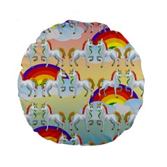 Rainbow Pony  Standard 15  Premium Round Cushions by Valentinaart