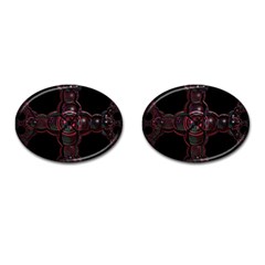 Fractal Red Cross On Black Background Cufflinks (oval) by Amaryn4rt