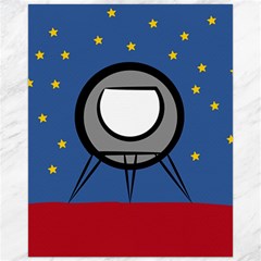 A Rocket Ship Sits On A Red Planet With Gold Stars In The Background Canvas 16  X 20   by Simbadda