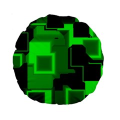 Green Cyber Glow Pattern Standard 15  Premium Round Cushions by Simbadda