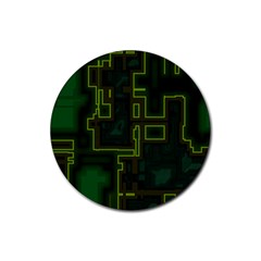A Completely Seamless Background Design Circuit Board Rubber Coaster (round)  by Simbadda