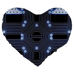 A Completely Seamless Tile Able Techy Circuit Background Large 19  Premium Heart Shape Cushions by Simbadda