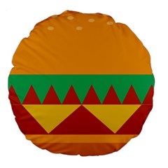 Burger Bread Food Cheese Vegetable Large 18  Premium Round Cushions by Simbadda