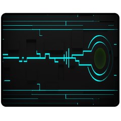 Blue Aqua Digital Art Circuitry Gray Black Artwork Abstract Geometry Double Sided Fleece Blanket (medium)  by Simbadda