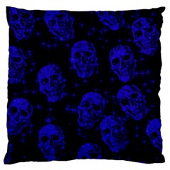 Sparkling Glitter Skulls Blue Large Cushion Case (two Sides) by ImpressiveMoments
