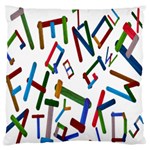 Colorful Letters From Wood Ice Cream Stick Isolated On White Background Large Flano Cushion Case (One Side) Front