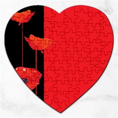 Flower Floral Red Back Sakura Jigsaw Puzzle (heart) by Mariart