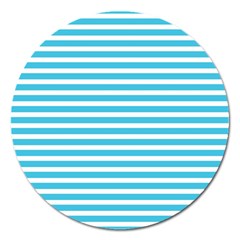 Horizontal Stripes Blue Magnet 5  (round) by Mariart