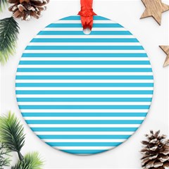 Horizontal Stripes Blue Round Ornament (two Sides) by Mariart
