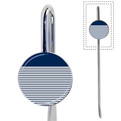 Horizontal Stripes Blue White Line Book Mark by Mariart