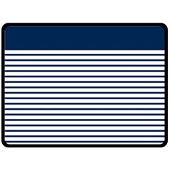 Horizontal Stripes Blue White Line Double Sided Fleece Blanket (large)  by Mariart