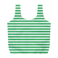 Horizontal Stripes Green Full Print Recycle Bags (l)  by Mariart