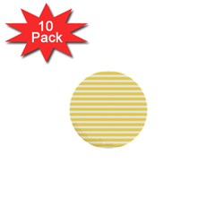 Horizontal Stripes Yellow 1  Mini Buttons (10 Pack)  by Mariart