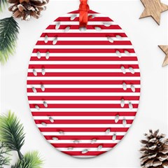 Horizontal Stripes Red Ornament (oval Filigree) by Mariart