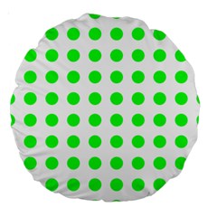 Polka Dot Green Large 18  Premium Round Cushions by Mariart