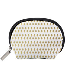 Polka Dots Gold Grey Accessory Pouches (small)  by Mariart