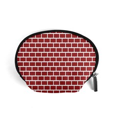 Brick Line Red White Accessory Pouches (small)  by Mariart