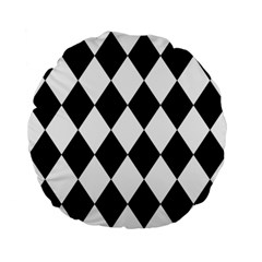 Broken Chevron Wave Black White Standard 15  Premium Round Cushions by Mariart