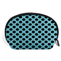 Polka Dot Blue Black Accessory Pouches (large)  by Mariart