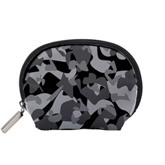 Urban Initial Camouflage Grey Black Accessory Pouches (small)  by Mariart