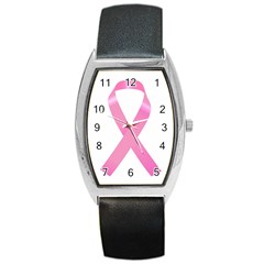 Breast Cancer Ribbon Pink Barrel Style Metal Watch by Mariart