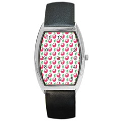 Fruit Pink Green Mangosteen Barrel Style Metal Watch by Mariart