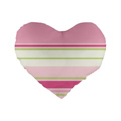 Turquoise Blue Damask Line Green Pink Red White Standard 16  Premium Flano Heart Shape Cushions by Mariart