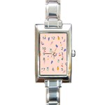 Papaya Apple Cherry Wine Fruit Pink Purple Rectangle Italian Charm Watch Front