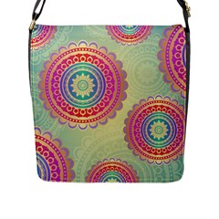 Abstract Geometric Wheels Pattern Flap Messenger Bag (l)  by LovelyDesigns4U