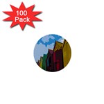 Brightly Colored Dressing Huts 1  Mini Buttons (100 pack)  Front