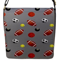 Balltiled Grey Ball Tennis Football Basketball Billiards Flap Messenger Bag (s) by Mariart