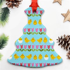 Easter - Chick And Tulips Christmas Tree Ornament (two Sides) by Valentinaart