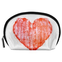 Pop Art Style Grunge Graphic Heart Accessory Pouches (large)  by dflcprints