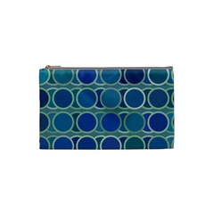 Circles Abstract Blue Pattern Cosmetic Bag (small)  by Nexatart