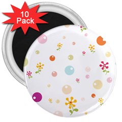 Flower Floral Star Balloon Bubble 3  Magnets (10 Pack)  by Mariart