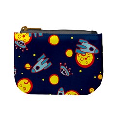 Rocket Ufo Moon Star Space Planet Blue Circle Mini Coin Purses by Mariart